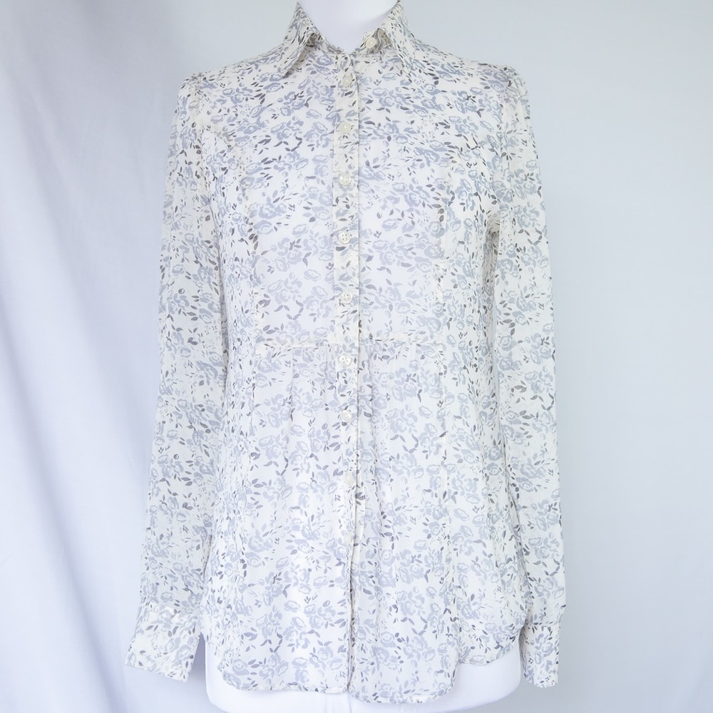 Semi sheer Y2K floral print babydoll romantic blouse